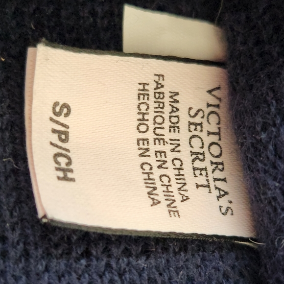 Victoria's Secret Slippers Scuffs SM 5/6 Navy Blue Puff Pom Pom Boudoir Bath - Picture 7 of 7